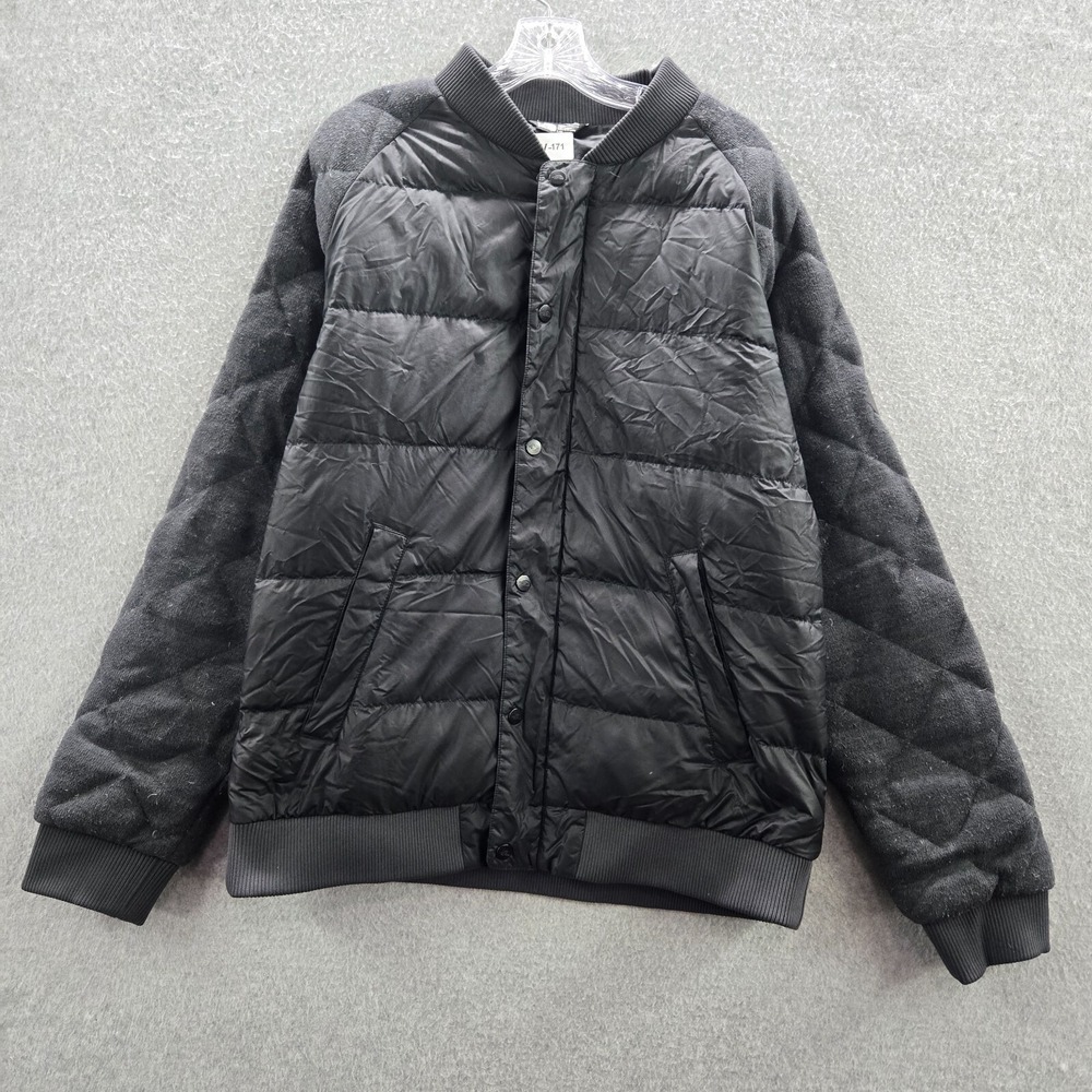 The North Face Men Jacket Large Black Goose Down Puffer Bomber Quilted Full Zip